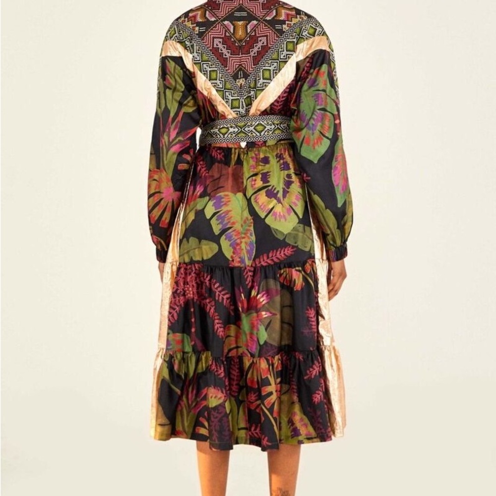 Farm Rio Tropical Forest Metallic Patterned Dress/Jacket - Picture 2 of 10